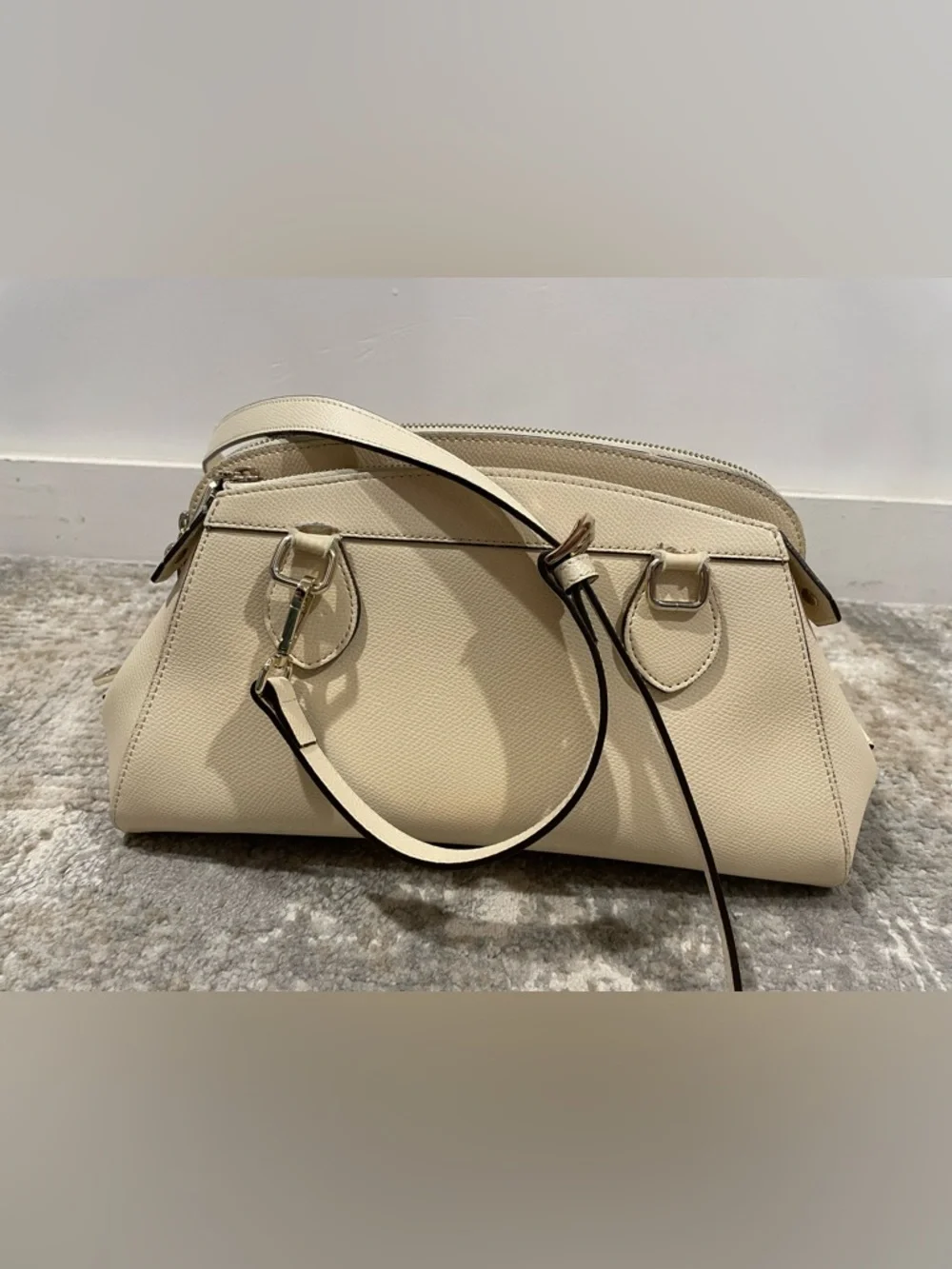 Cromia Beige Cream Italian Leather Shoulder Bag Crossbody Purse Made in Italy - Picture 4 of 15